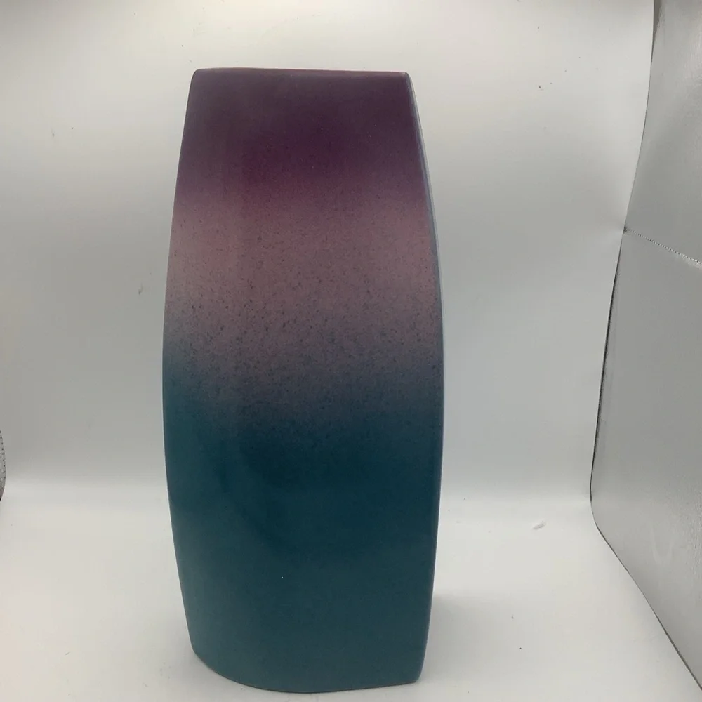Purple and Blue Ombre Triangular Ceramic Vase